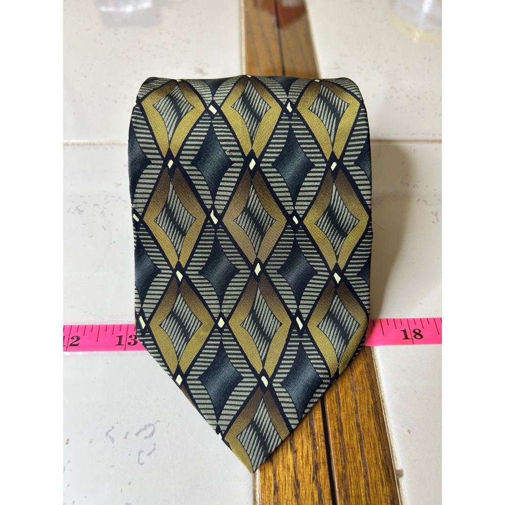 ZIGGURAT‎ By MULBERRY NECKWEAR Mens Geometric Diamond Silk Blend Necktie